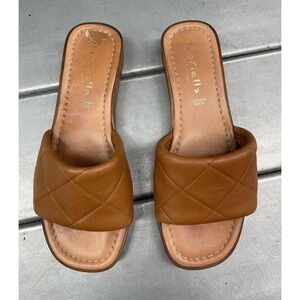 Mariella Leather‎ Quilted Sandals Womens 9 Brown Slides